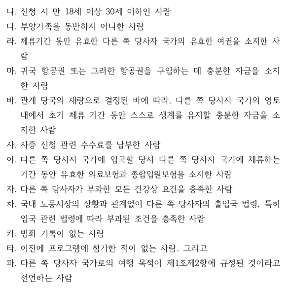 스페인 워킹홀리데이 내용